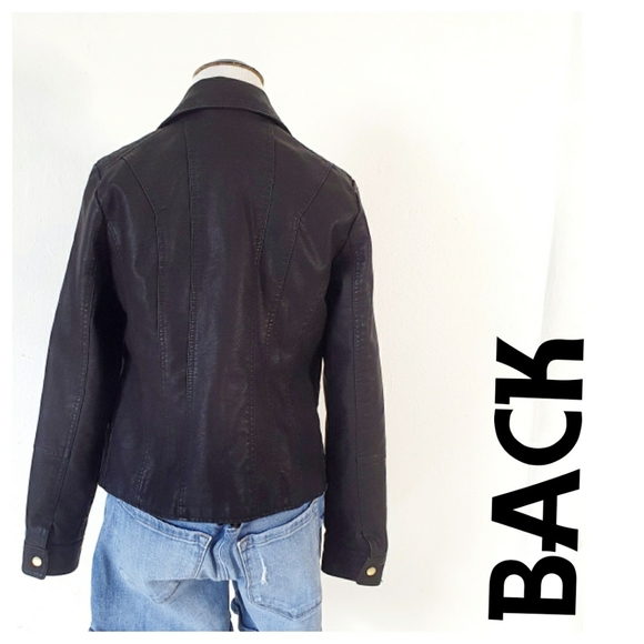 💥NWT- Faux Leather Black Jacket - Picture 9 of 12